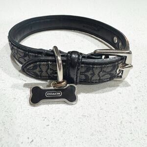 COACH Monogram Dog Collar Gray Black Size Small 11-13” READ*
